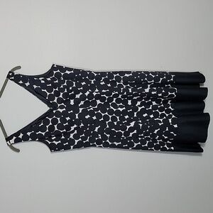 Retro Jones Wear Polka Dot Dress Size 10 Black White Sleeveless Fit Flare 50s